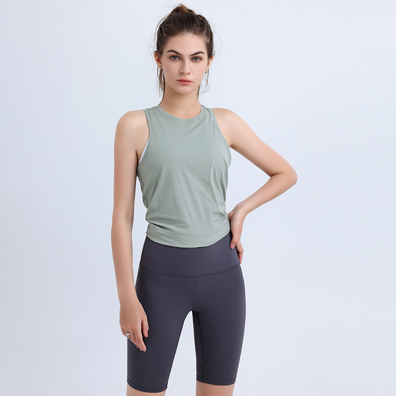 Womens Split Open Back Crew Neck Tank Top Cut Out Sleeveless