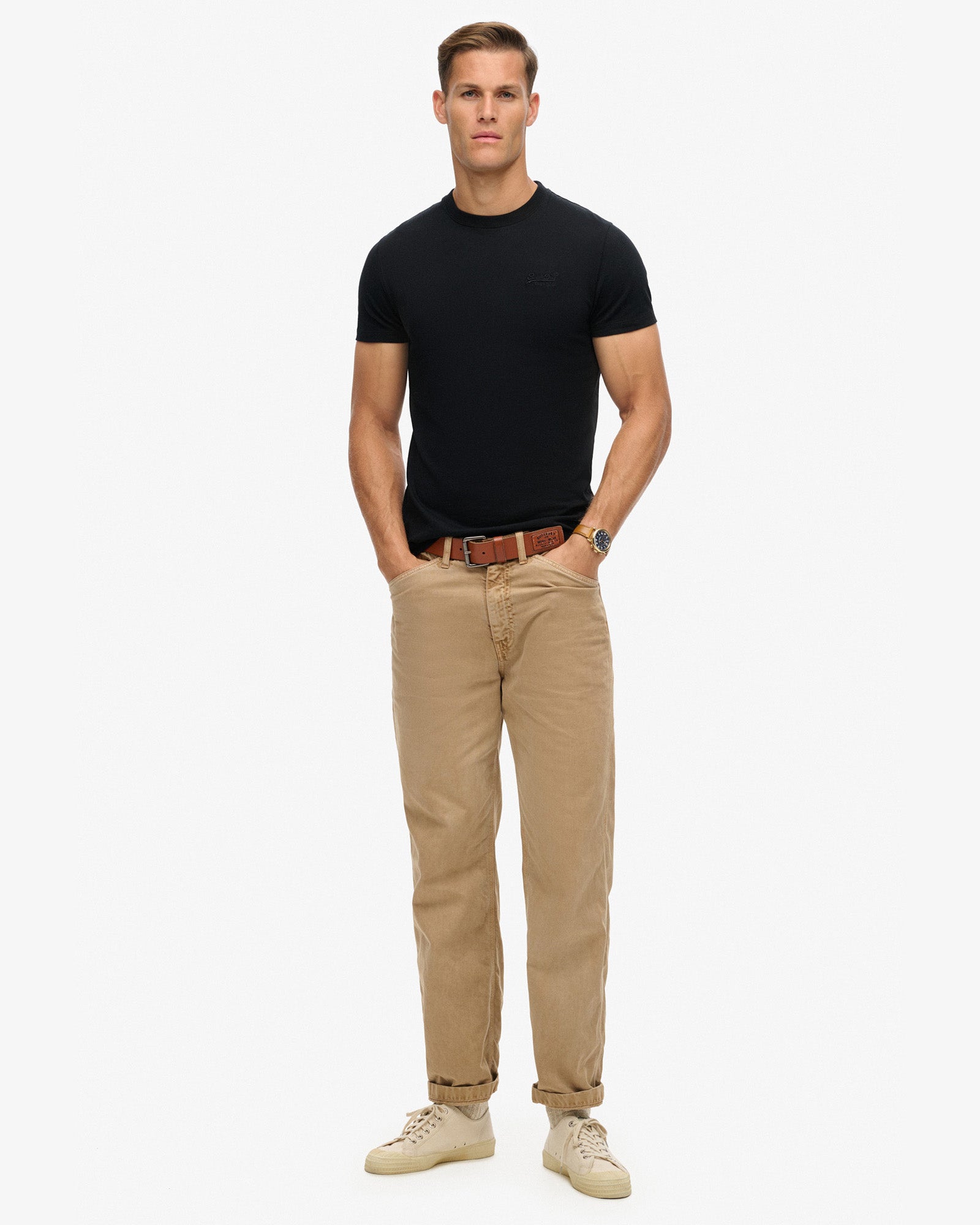 Essential Logo Embroidered Tee | Black