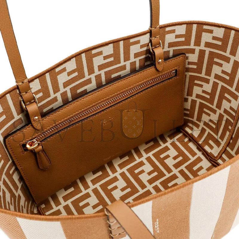 FENDI SMALL ROLL STRIPED TOTE BAG 8BH424AS86 (22*18*14cm)