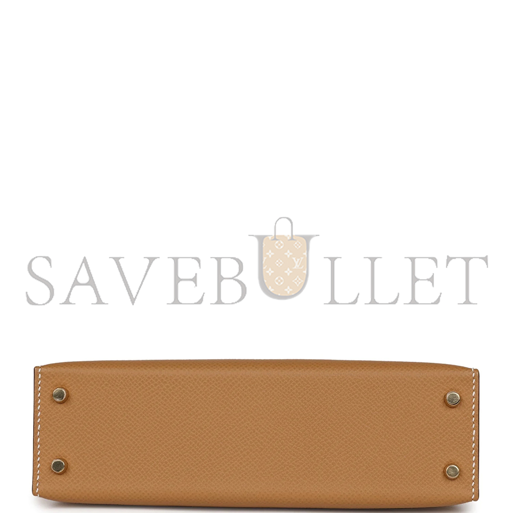 HERMÈS MINI KELLY II EPSOM BISCUIT AND CRAIE EPSOM PERMABRASS (19*12*5.5cm)