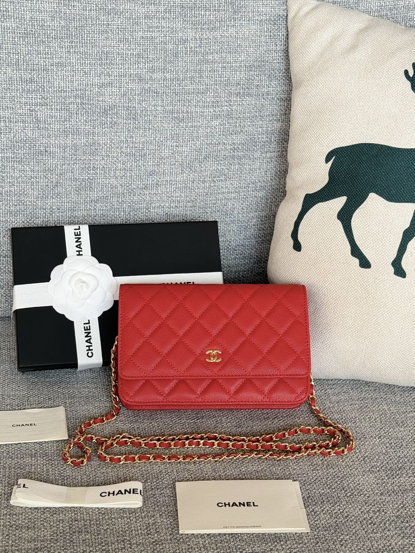 TOP CHANEL WOC Bag Caviar Leather 19CM - Red&GHW