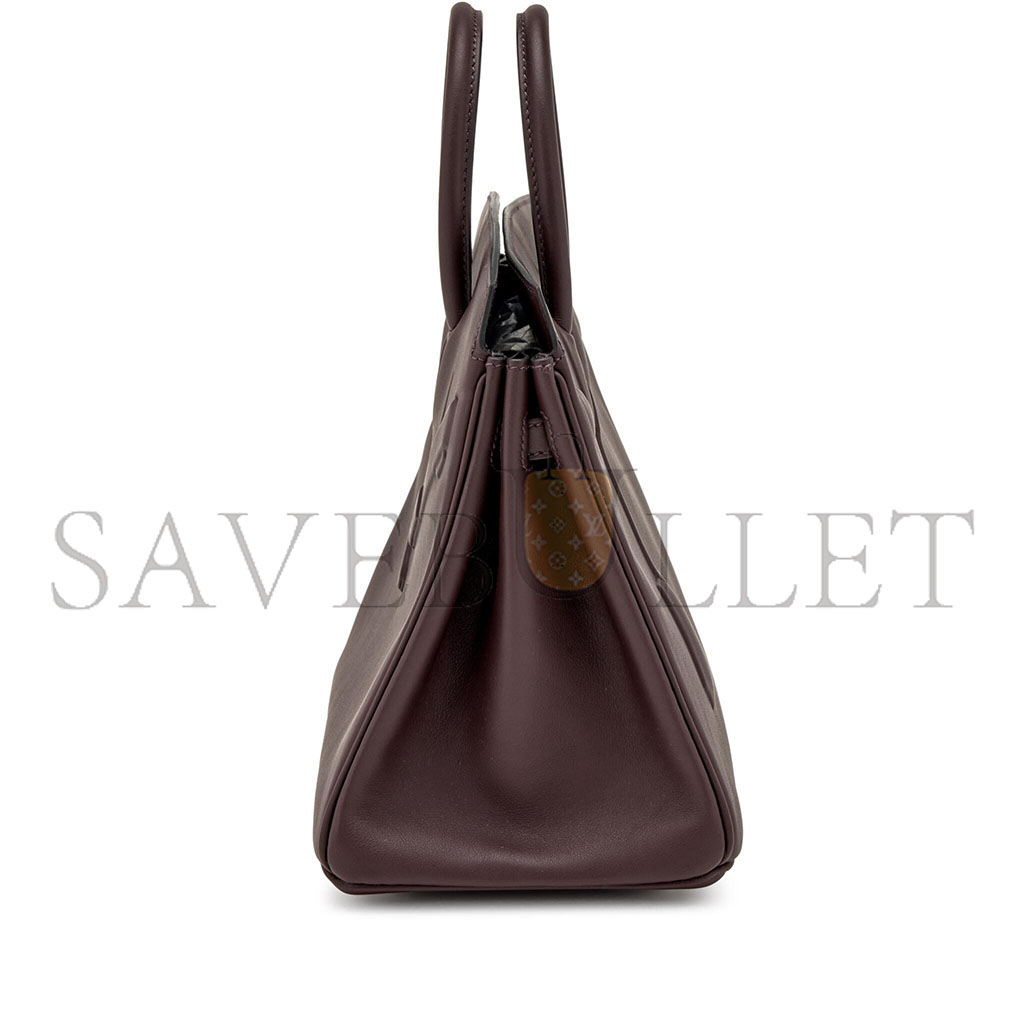 HERMÈS BIRKIN 25 SHADOW SWIFT LEATHER PHANTOM SADDLE RED BAG H082629CK76 (25*20*13cm)