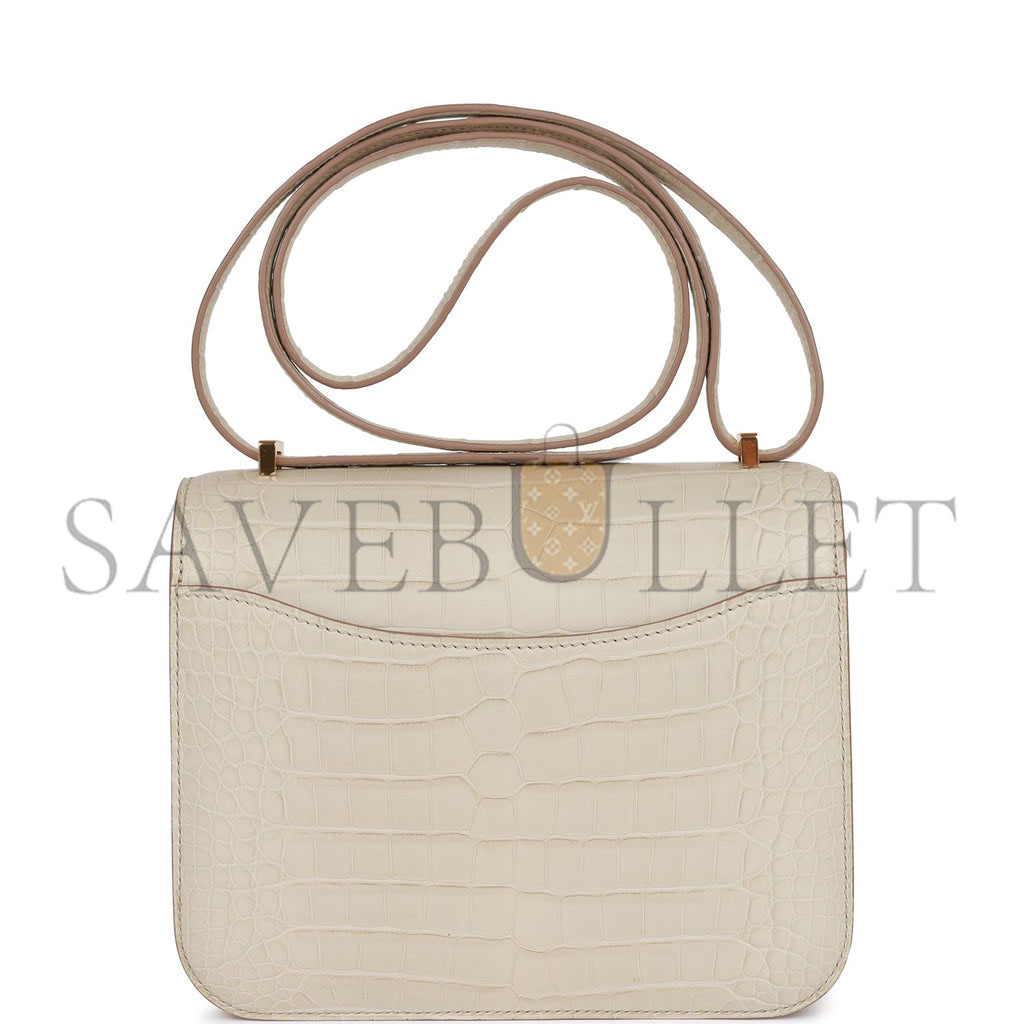 HERMES MASTER CONSTANCE 18 MATTE ALLIGATOR GOLD HARDWARE (18*15*4cm)