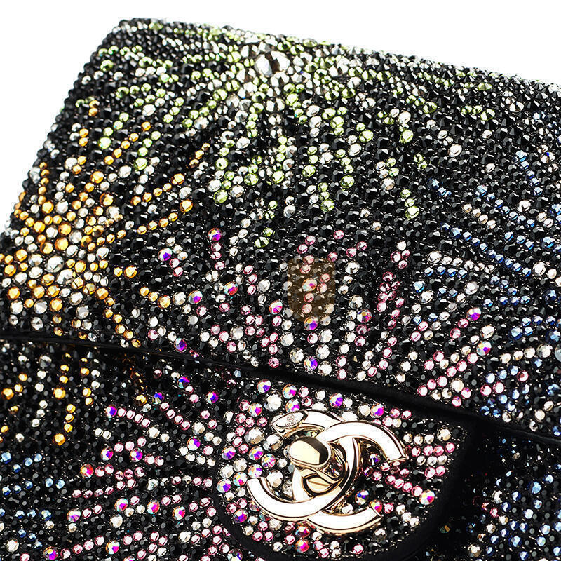 CHANEL MASTER EVENING BAG STRASS & GOLD-TONE METAL BLACK & MULTICOLOUR AS4297 (21*13*8cm)
