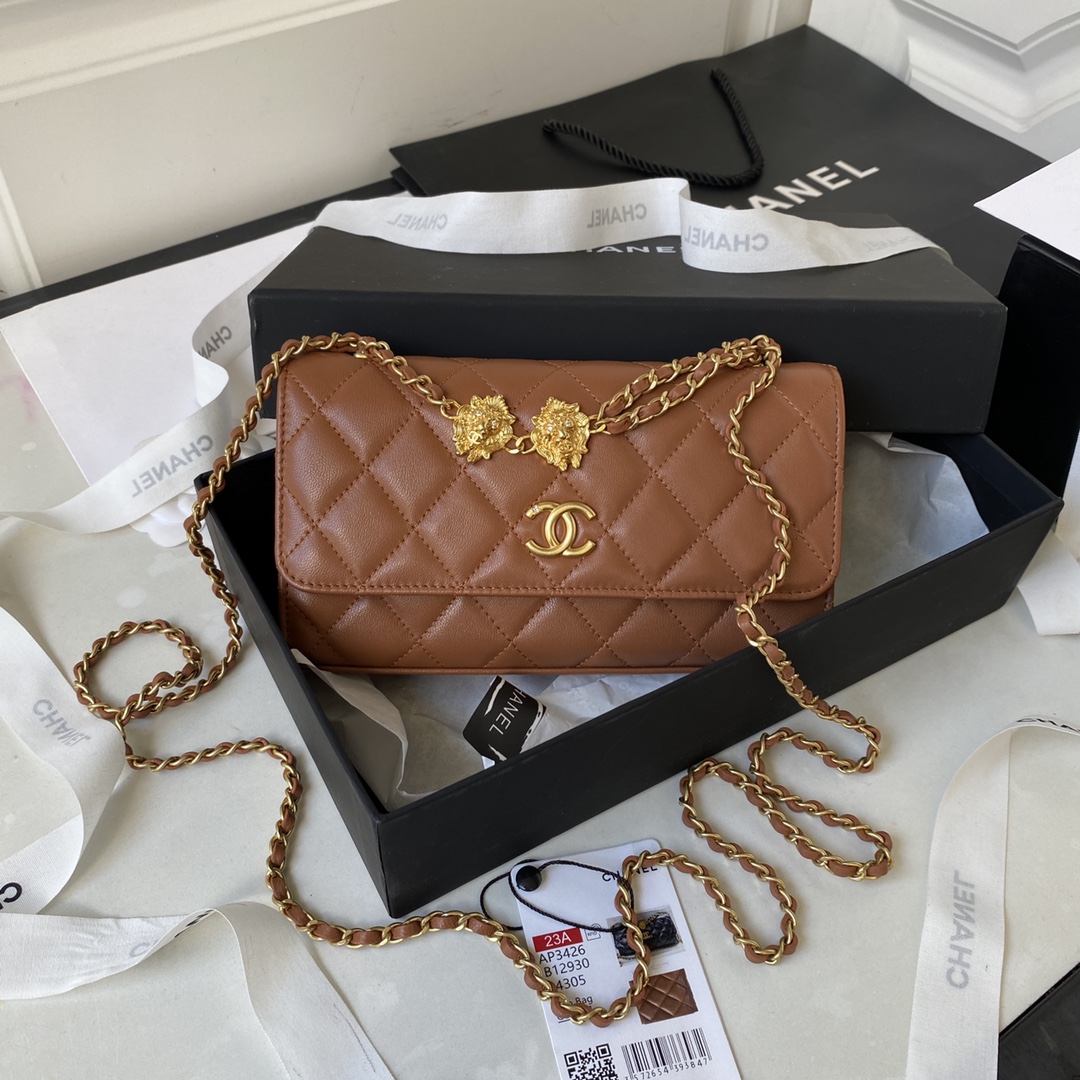 TOP CHANEL Golden Little Lion Leather Crossbody Bag 17cm - 3 Colors&GHW