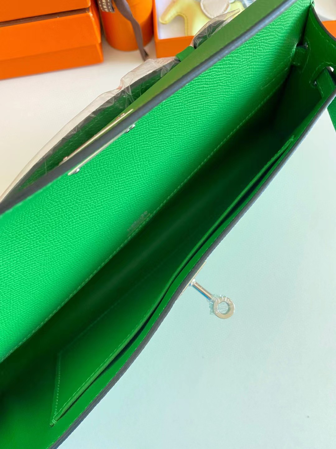 TOP HERMES Kelly Cut Elan 31 Clutch - Green & SHW