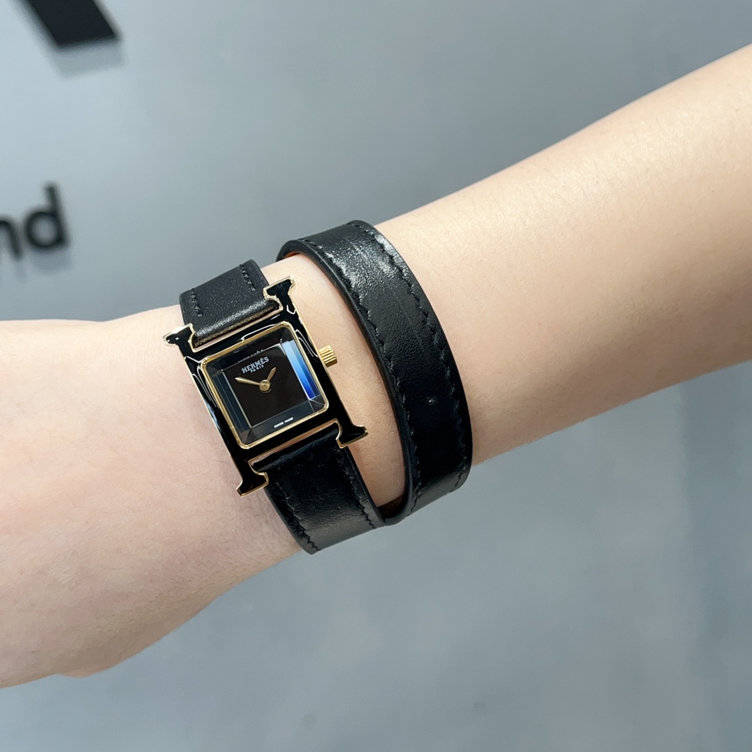 TOP HERMES H Series Enamel Ring 21mm - Black