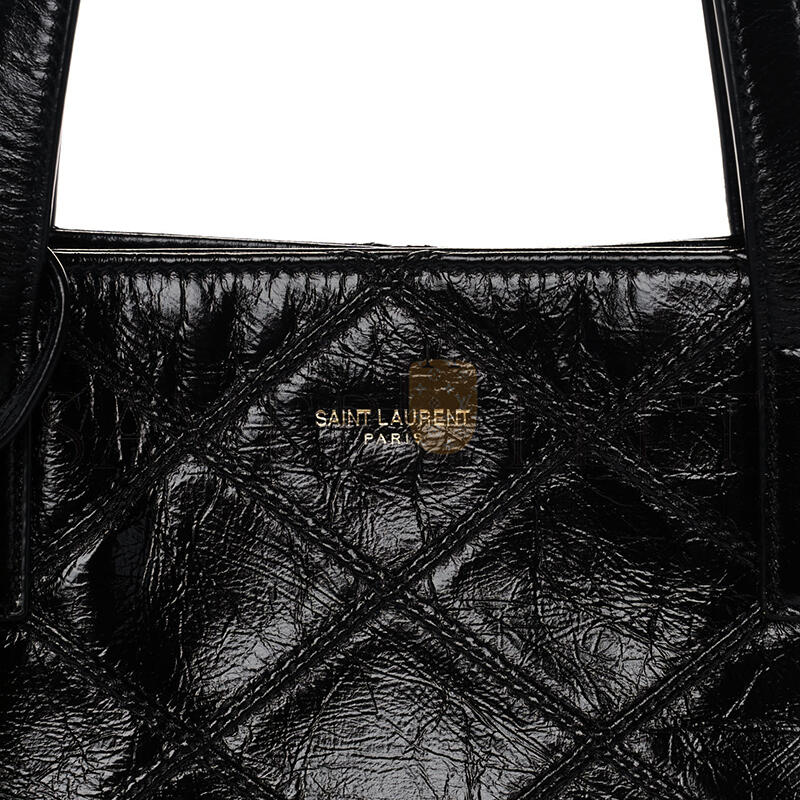 YSL EAST WEST SHOPPING TOTE QUILTED CRINKLED GLOSSED-LEATHER 394195939309 (38*28*13cm)