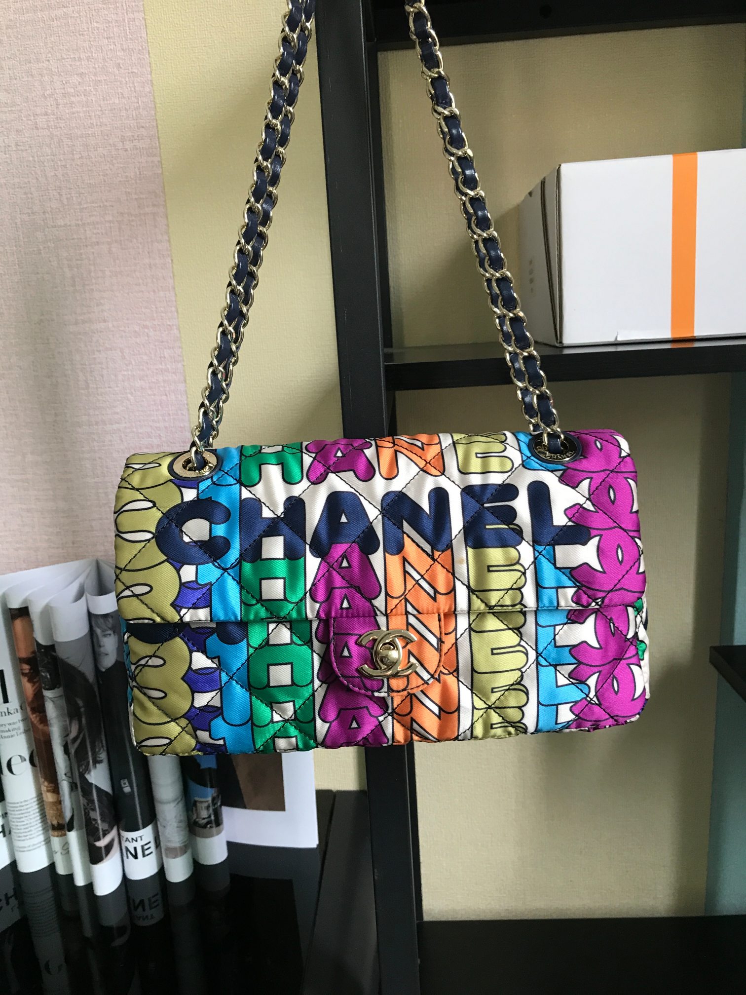 TOP CHANEL Classic Flap Bag Medium 24.5x15x5cm –  Rainbow Colors & GHW
