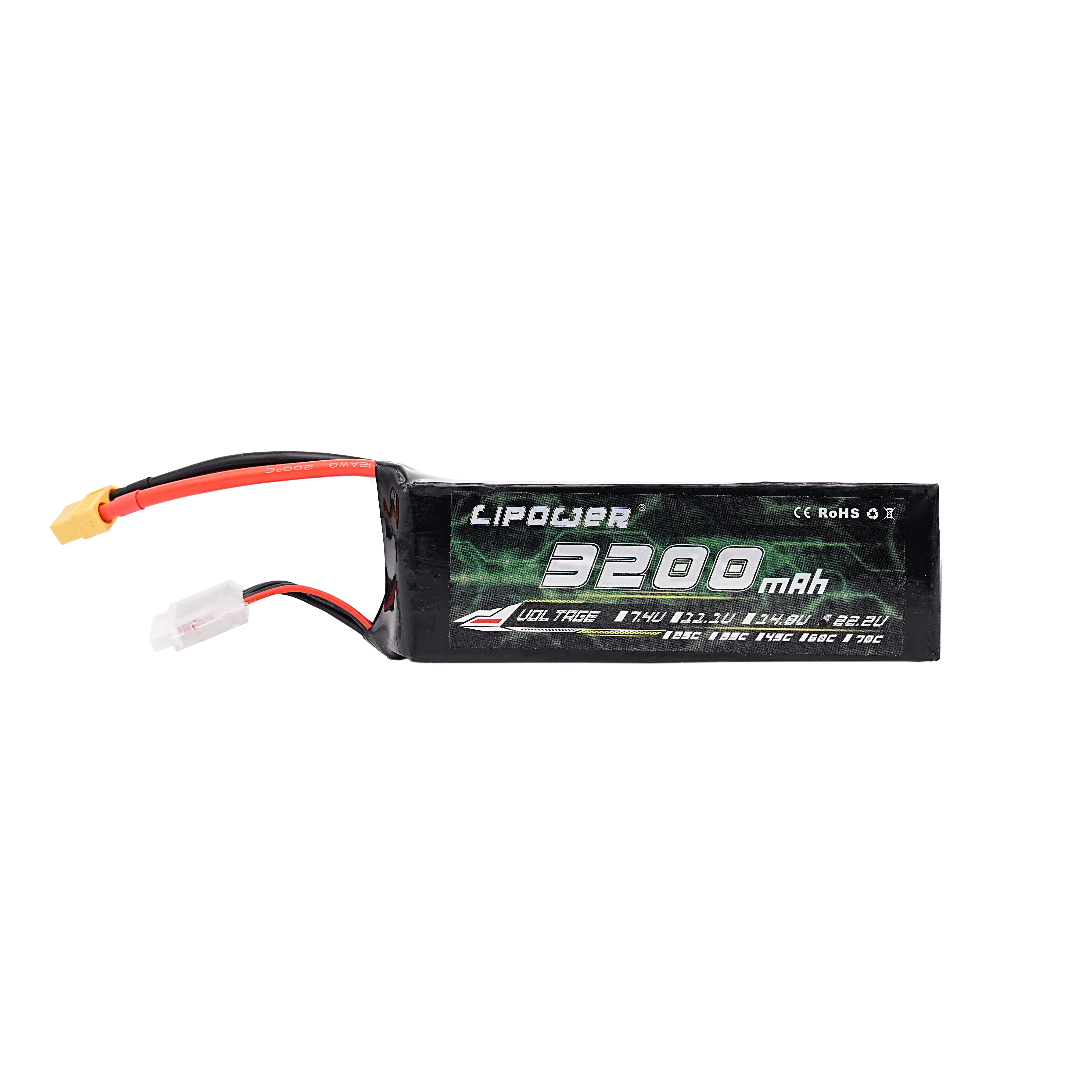 High capacity 6000mAh 6S lithium battery 7.4V-22.2V for FPV racing drones - lipowbattery