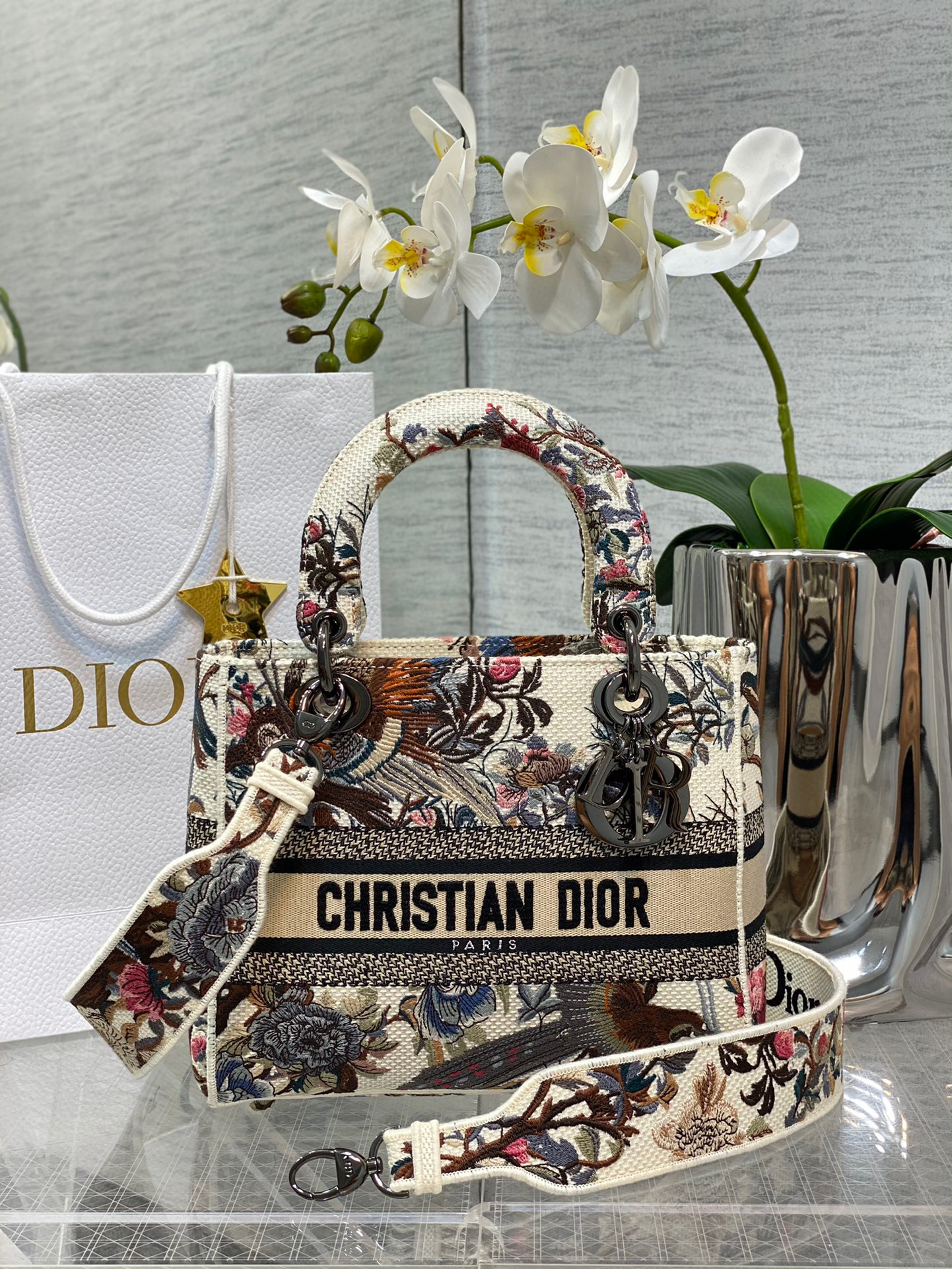 TOP Christian Dior Lady D-LITE Bag Medium 24 cm - Multicolour