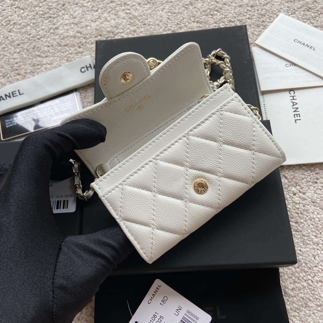 TOP CHANEL Small Chain Card Bag Cowhide 11×7cm -  2 Colour