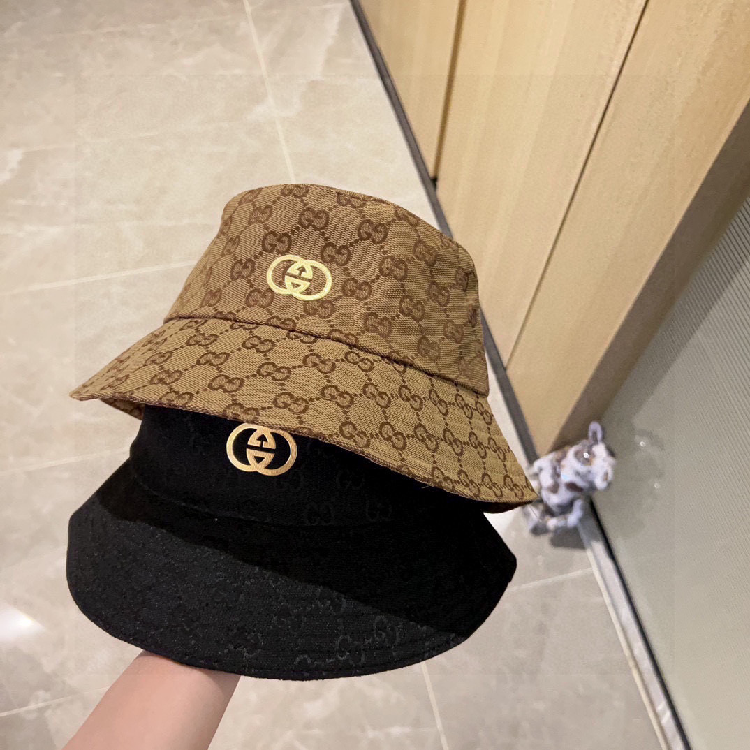 TOP GUCCI Bucket Hat with Logo - 2 Color