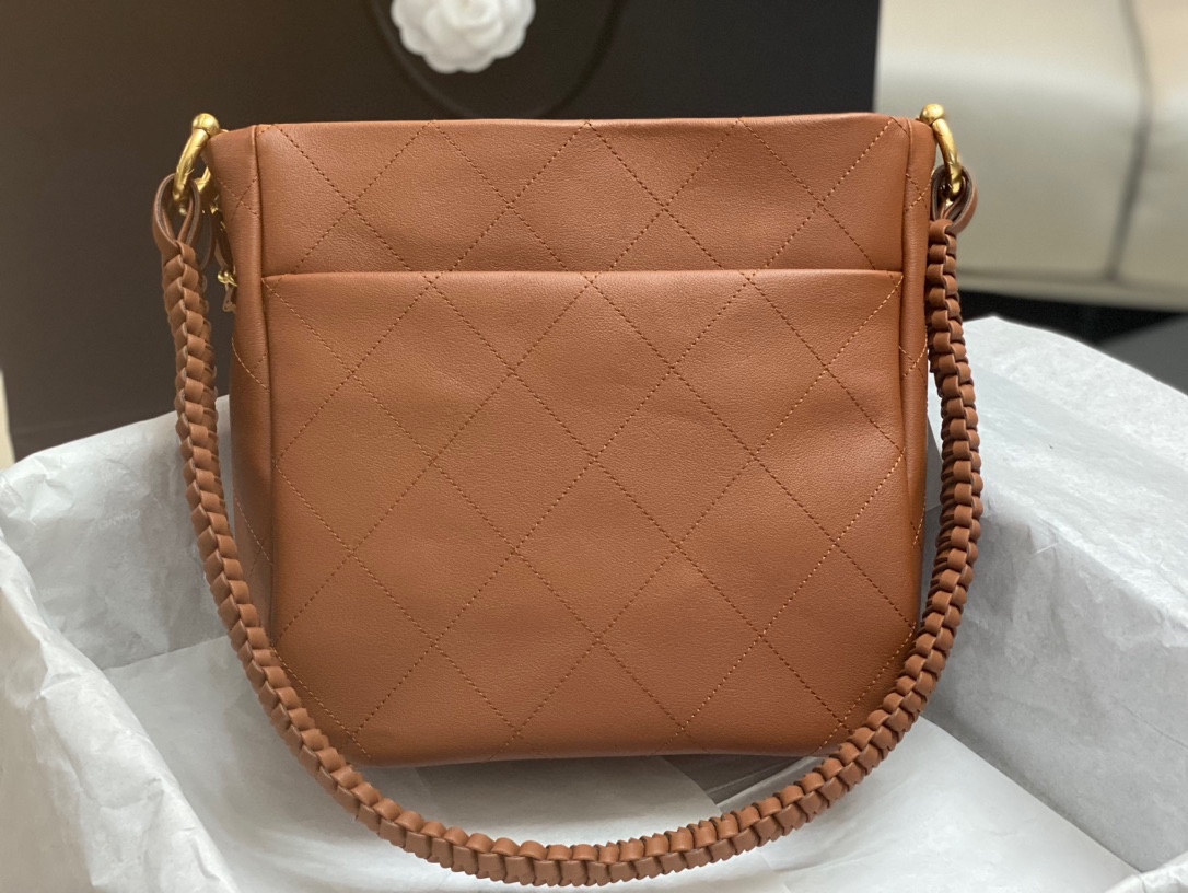 TOP CHANEL Hobo Handbag Hippie Bag 26*25*7.5𝗰𝗺 - Brown