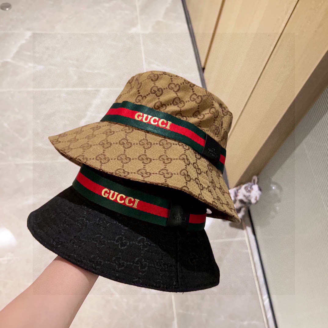 TOP GUCCI Bucket Hat with Logo - 2 Color