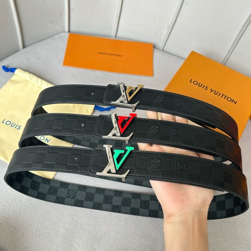 TOP Louis Vuitton LV Calf Leather Beltt - 4.0CM