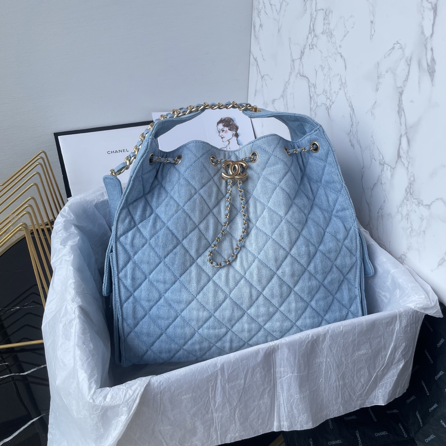 TOP CHANEL Hobo Shopping Bag Cowboy 30*26*14cm/40*30*15cm - 2 Color