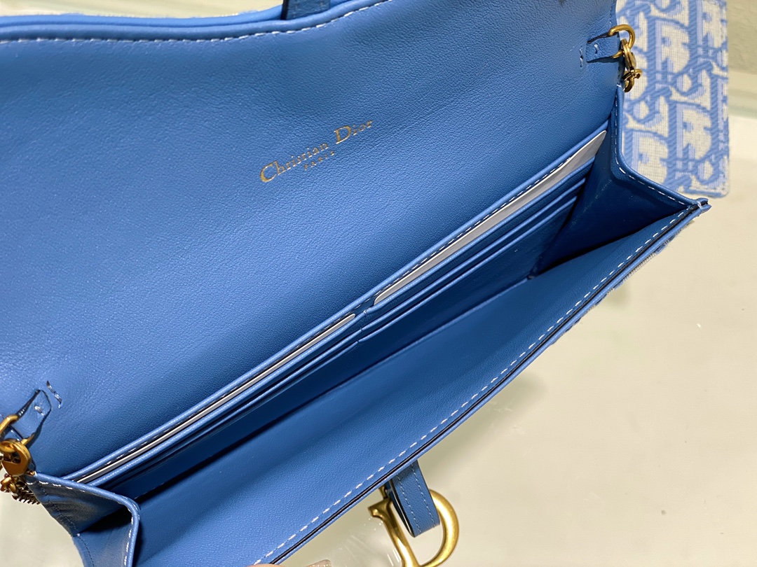TOP Christian Dior Saddle Bag Oblique Printed Fabric 19x11x2.5cm