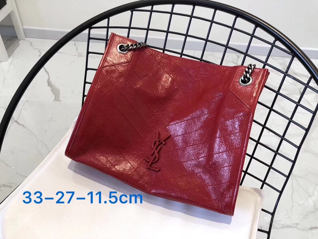 TOP Yves Saint Laurent YSL Medium Niki Shopping Bag - Red SHW
