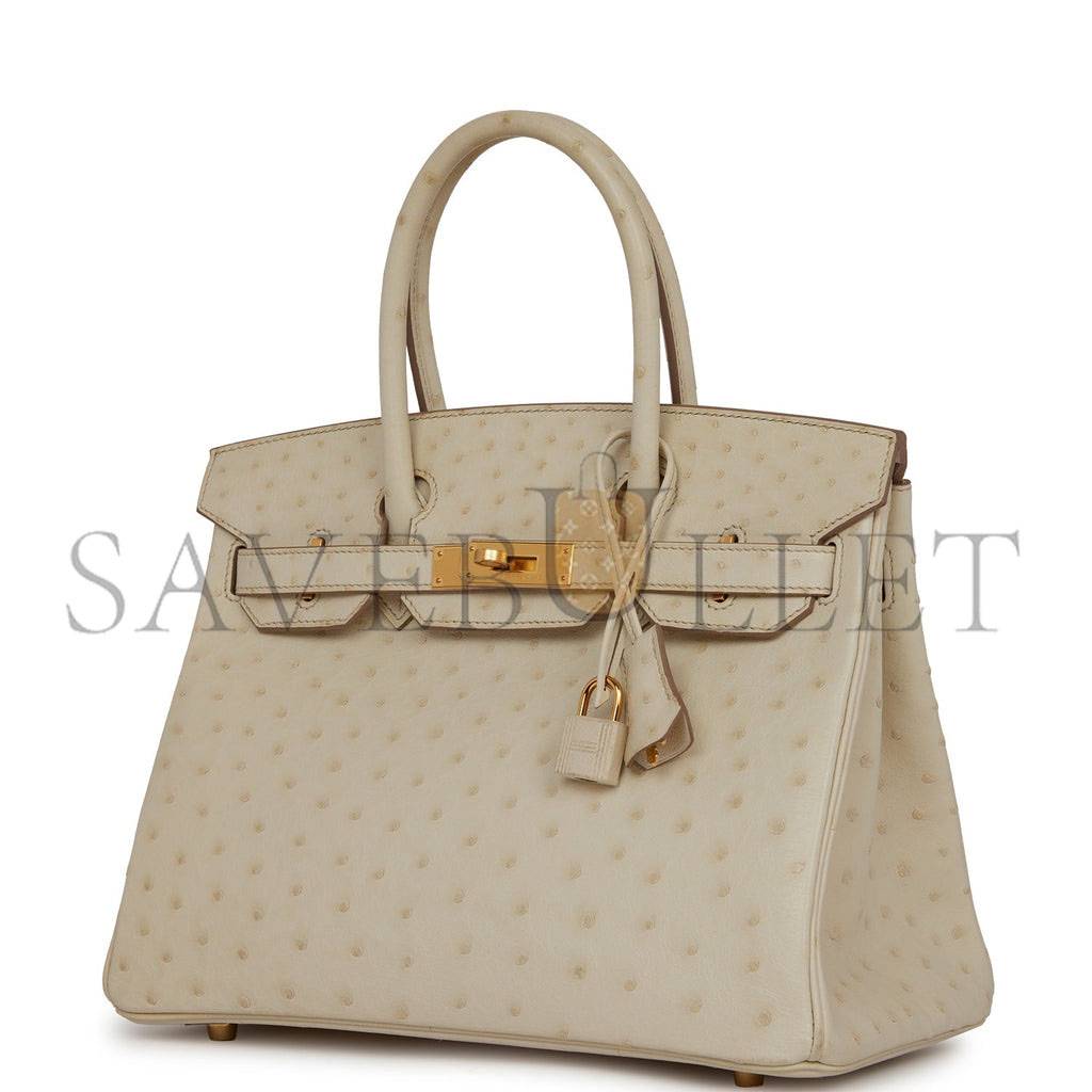 HERMES BIRKIN 30 OSTRICH PALLADIUM HARDWARE (30*22*16cm)