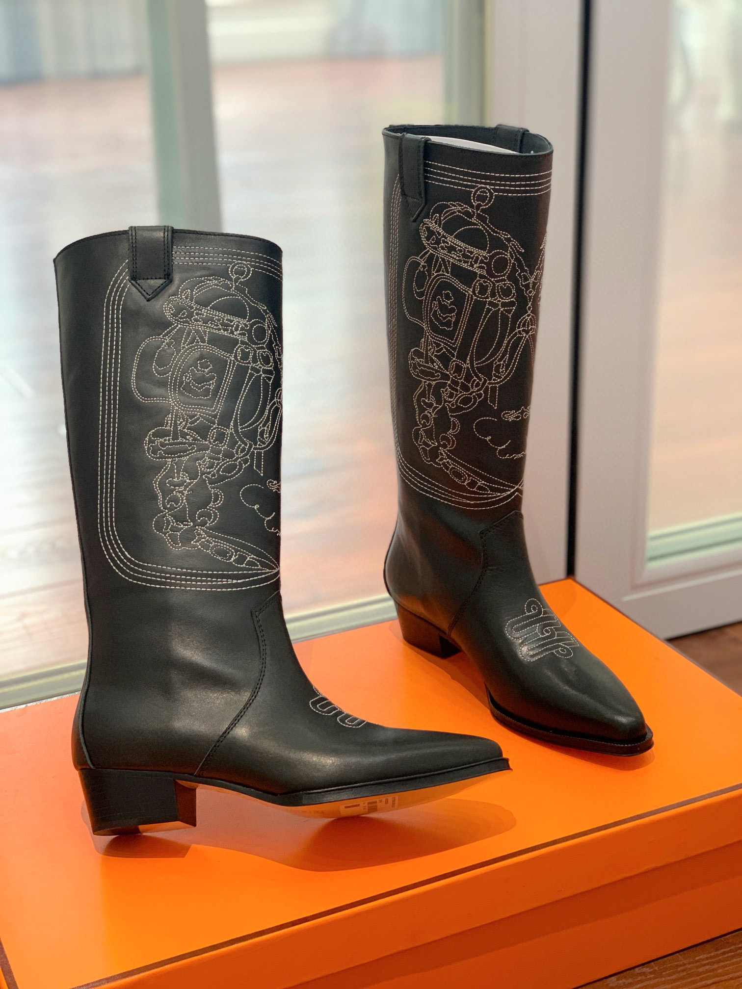 TOP HERMES Cow Boy Boots - Brown/Black/Black Suede