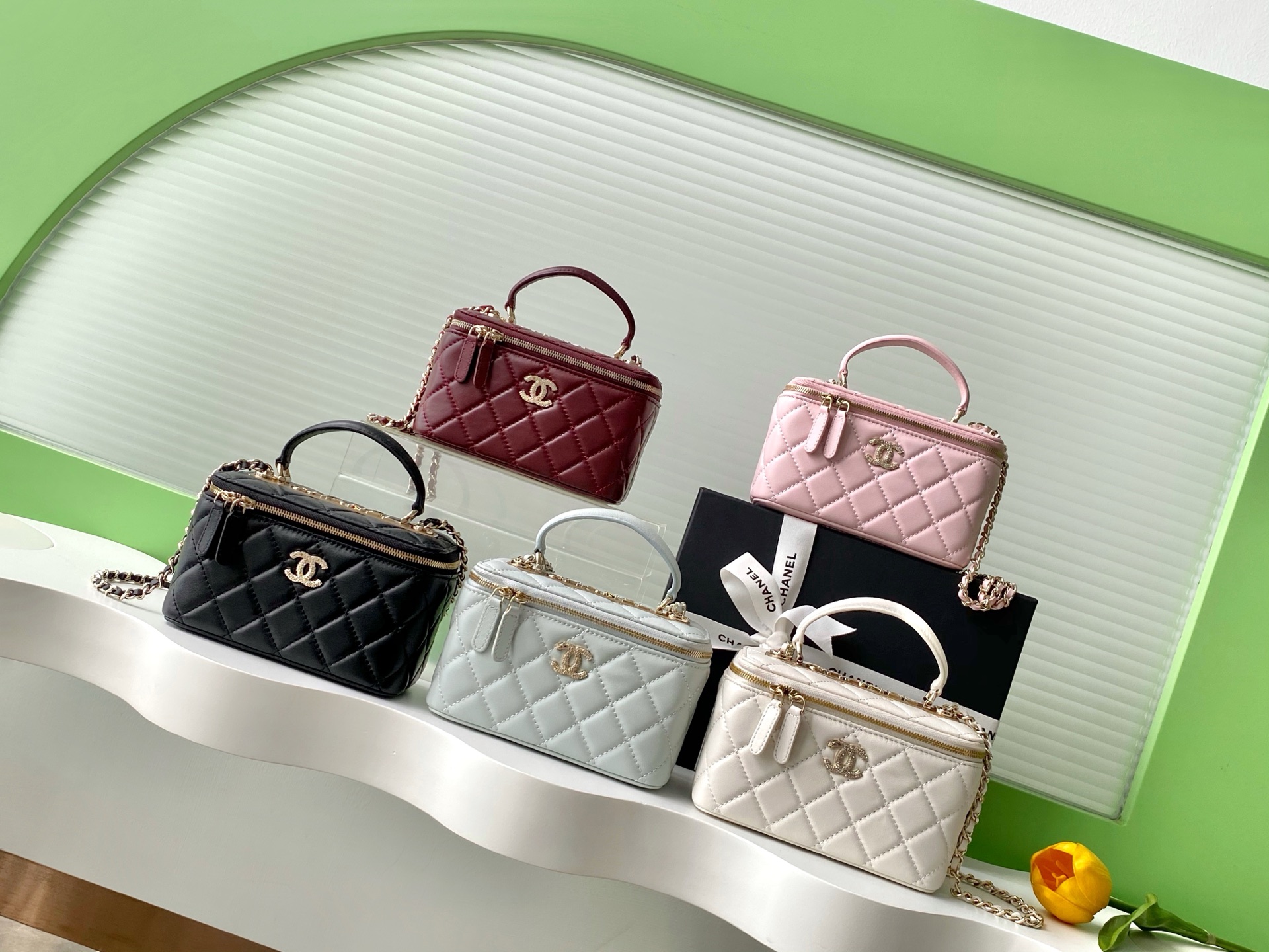 TOP CHANEL Vanity Case Top Handle 9.5-17-8cm - 5 Color