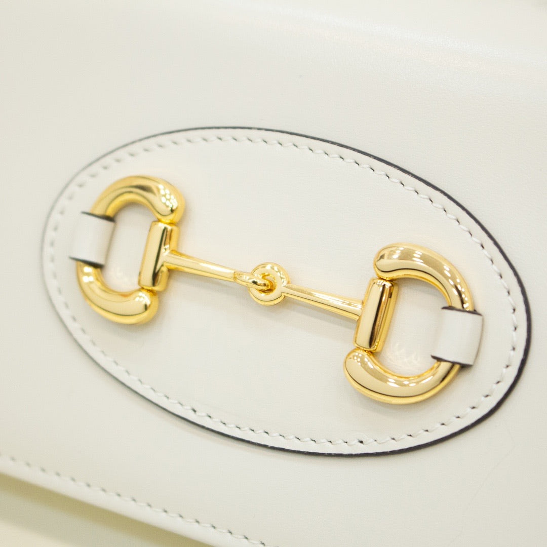 TOP GUCCI Horsebit 1955 Wallet With Chain - WHITE