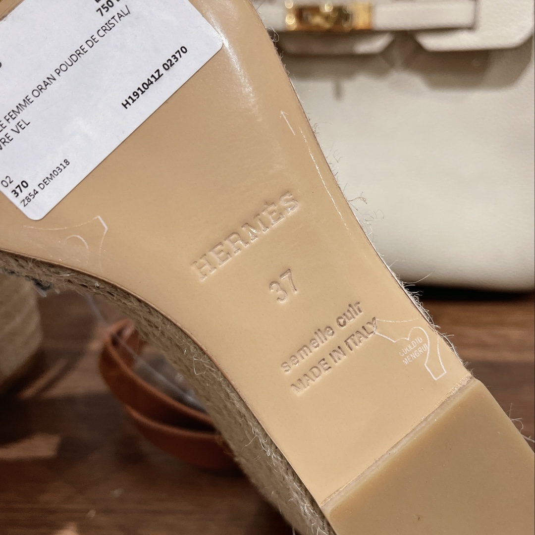 TOP HERMES straw plaited article Sandals - Blue