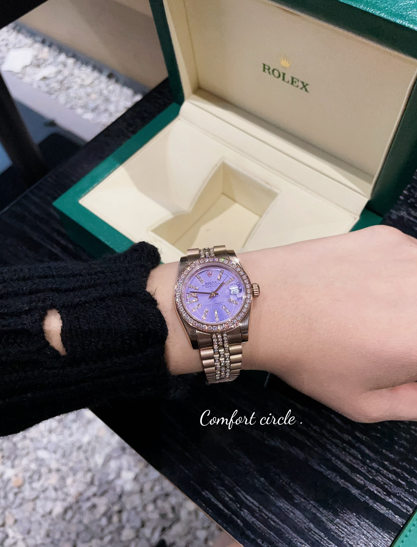 TOP ROLEX Purple Dial Watch 31mm - Rose Gold