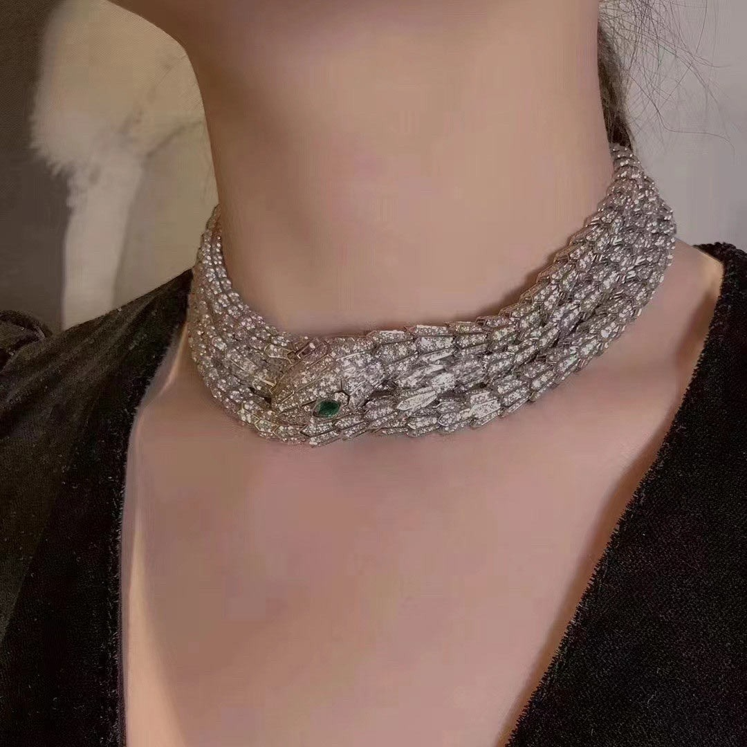 TOP BVLGARI Serpenti Necklace -Sliver