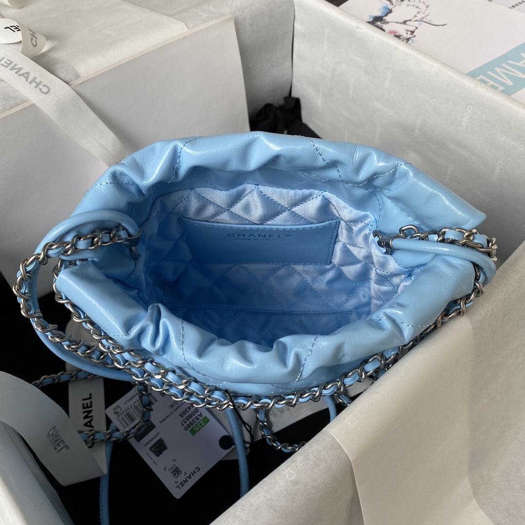 TOP CHANEL Mini 22 Bag 19x20x6cm - SHW - Light blue