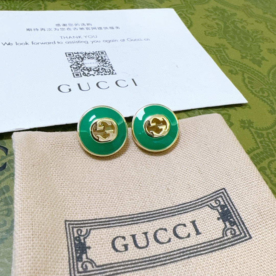 TOP GUCCI Colored Beads Earrings-Green