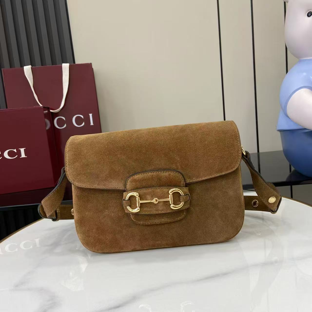 TOP GUCCI Gucci Horsebit 1955 Aura Small Shoulder Bag 26CM - Brown
