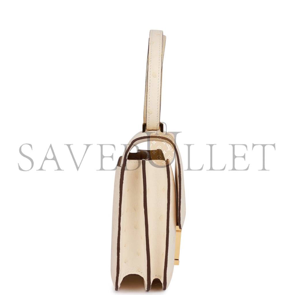 HERMES CONSTANCE 18 OSTRICH GOLD HARDWARE (18*15*4cm)