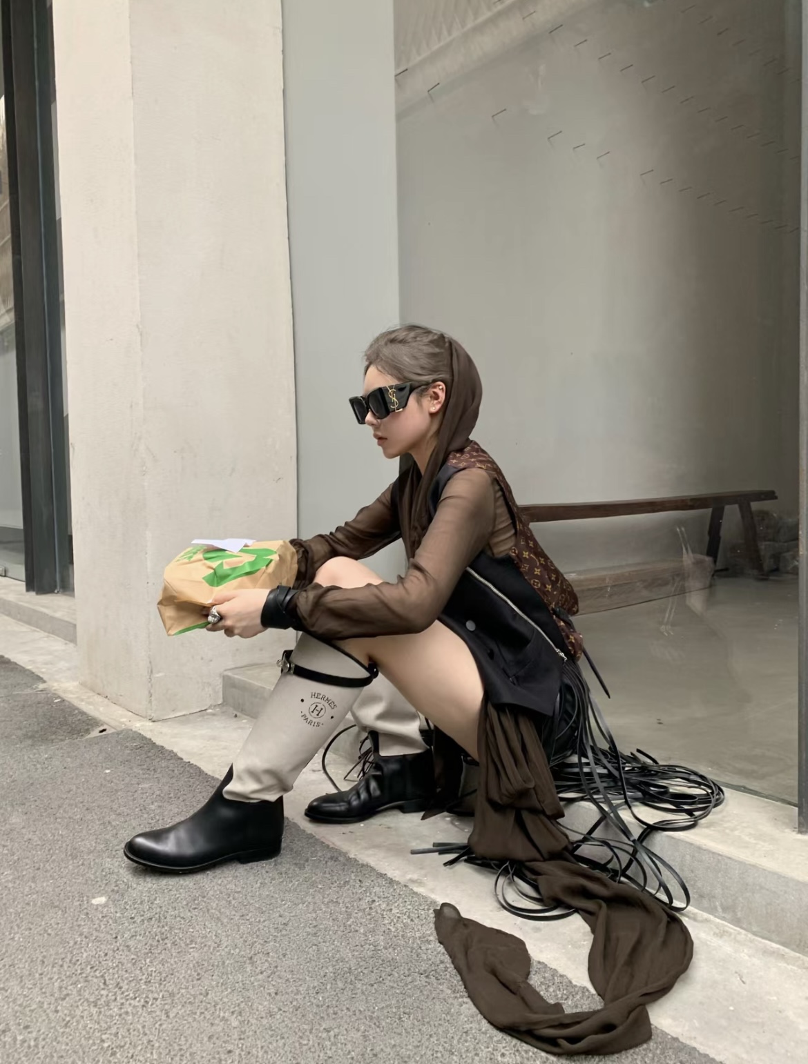 TOP HERMES Kelly Bottes Jumping - Black