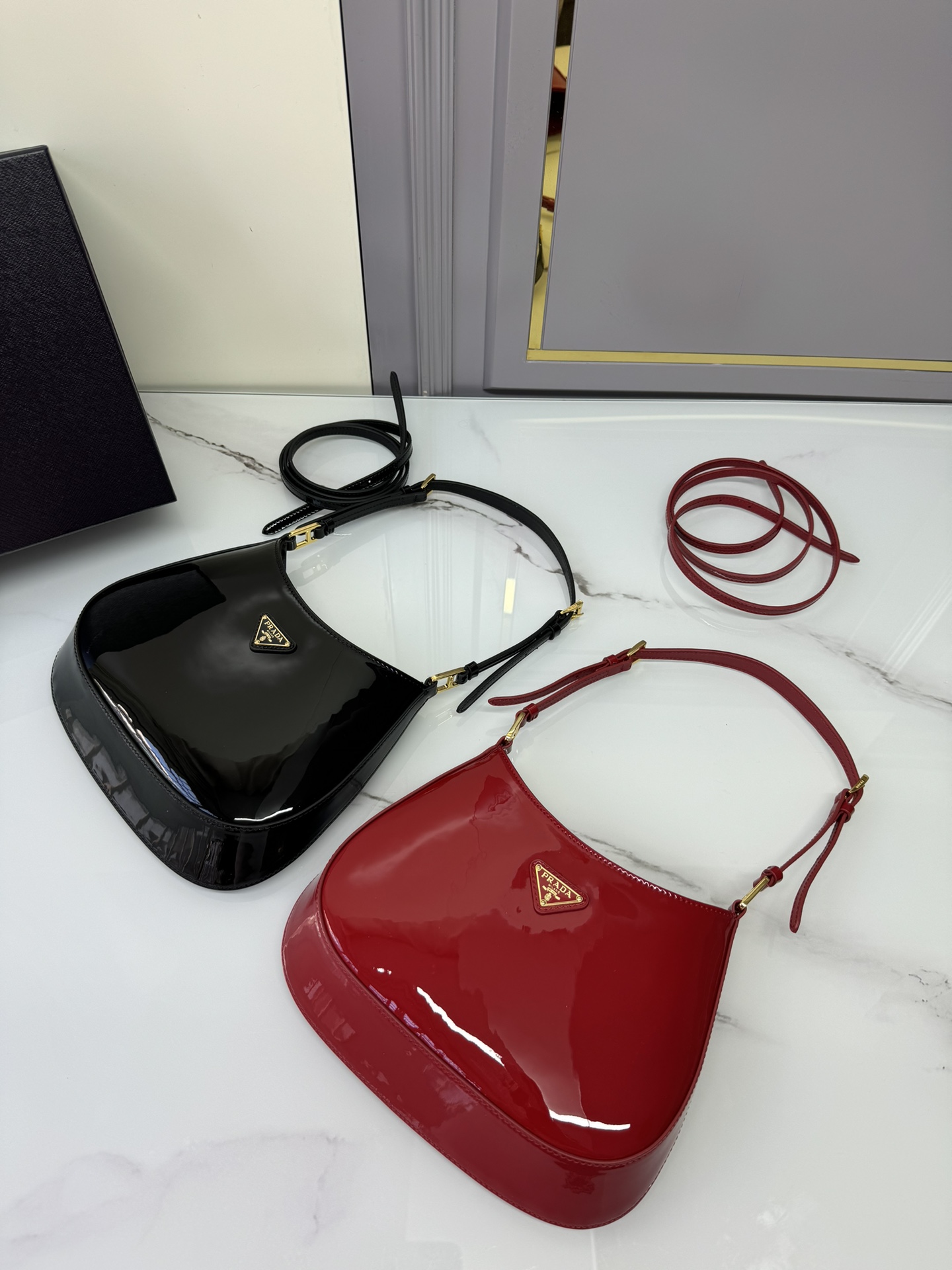 TOP PRADA Cleo Bag Patent Leather Large 22x18.5x4.5cm - 3 Color