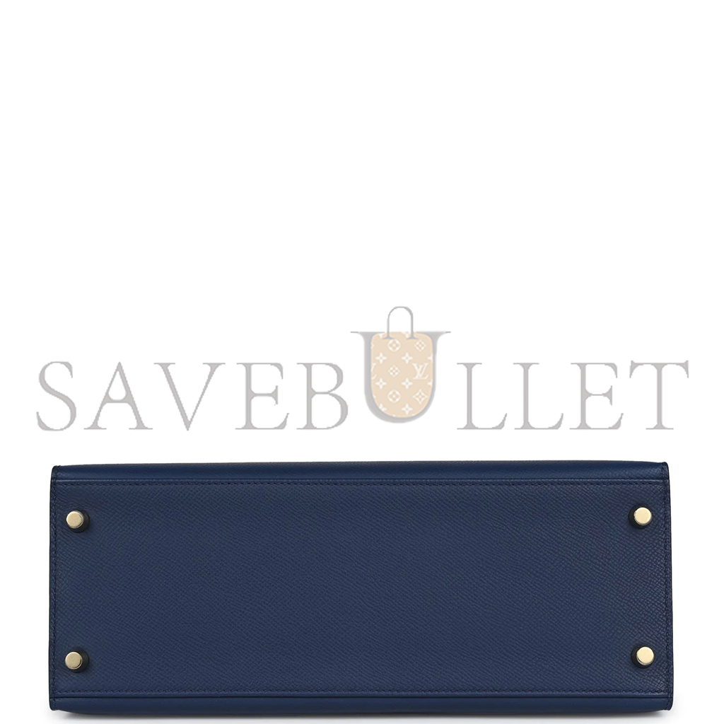 HERMÈS KELLY SELLIER 28 BLEU EPSOM GOLD HARDWARE (28*22*10cm)