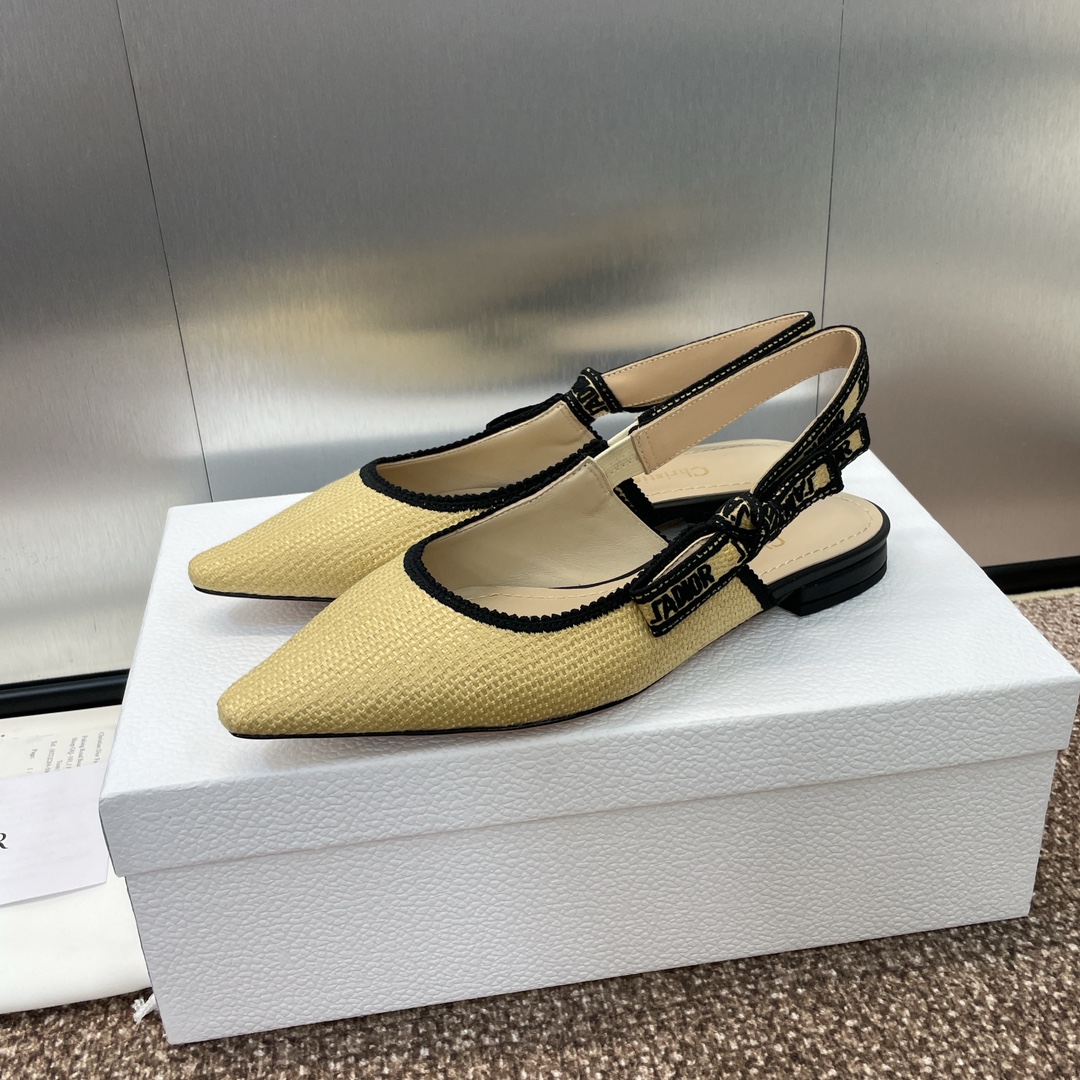 TOP Christian Dior J'ADIOR Macrame Embroidered Lettering Flat/Mid/High Heel Pumps - Beige