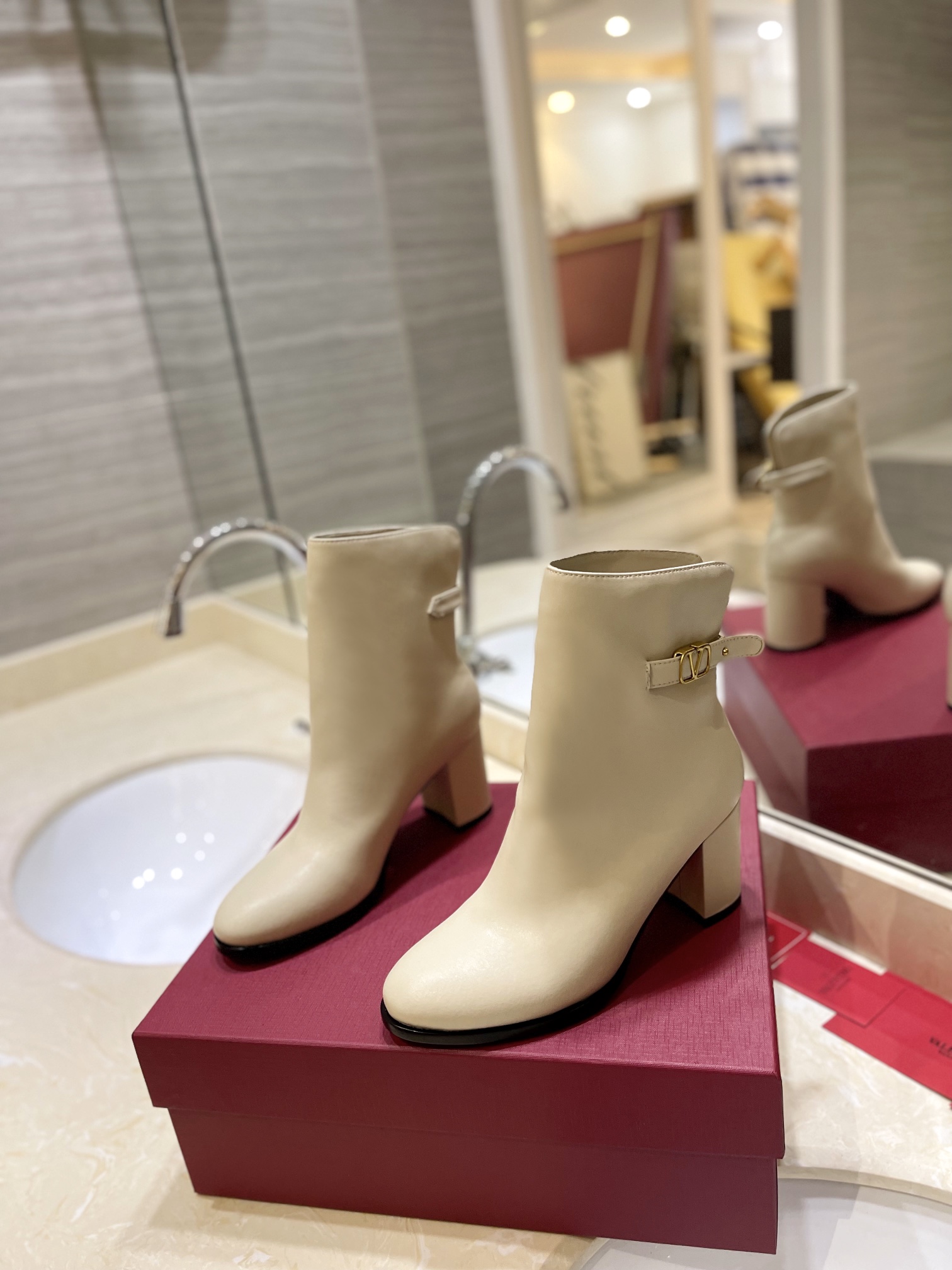 TOP VALENTINO 8cm High Heel Short Boots  - 3 Color