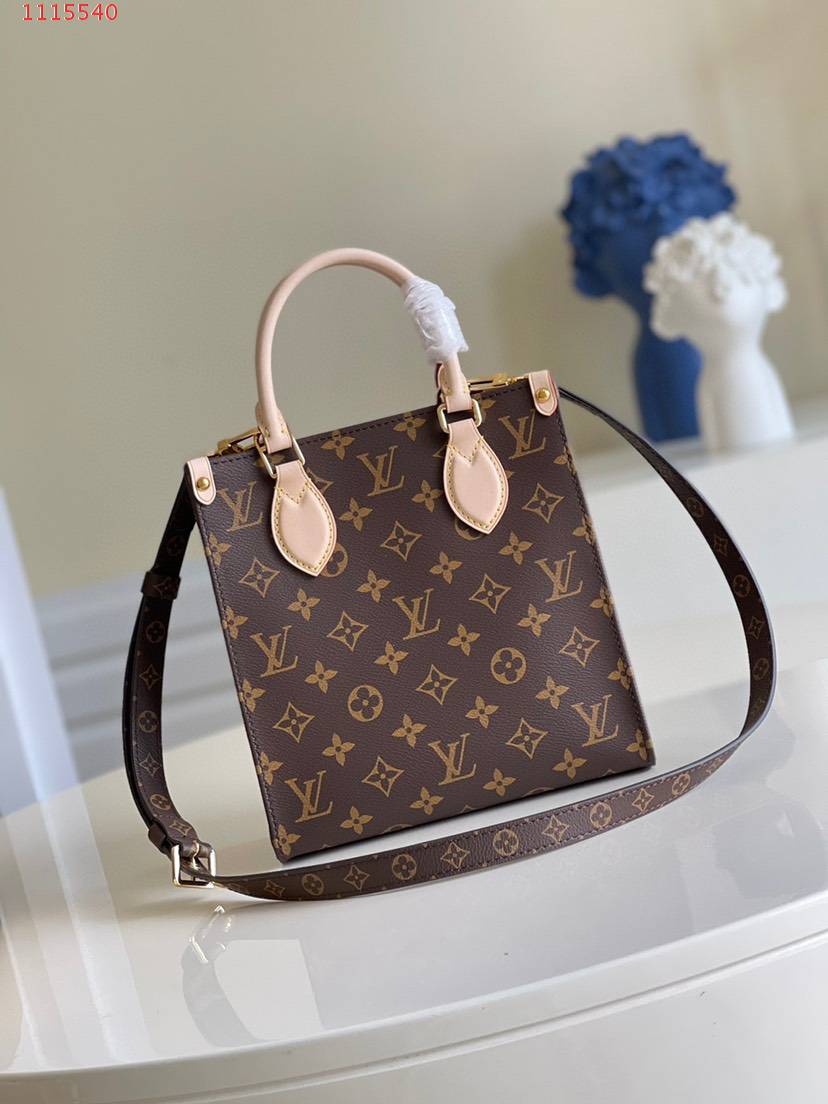 TOP LV Sac Plat Monogram Bag 20/21/10cm-Brown