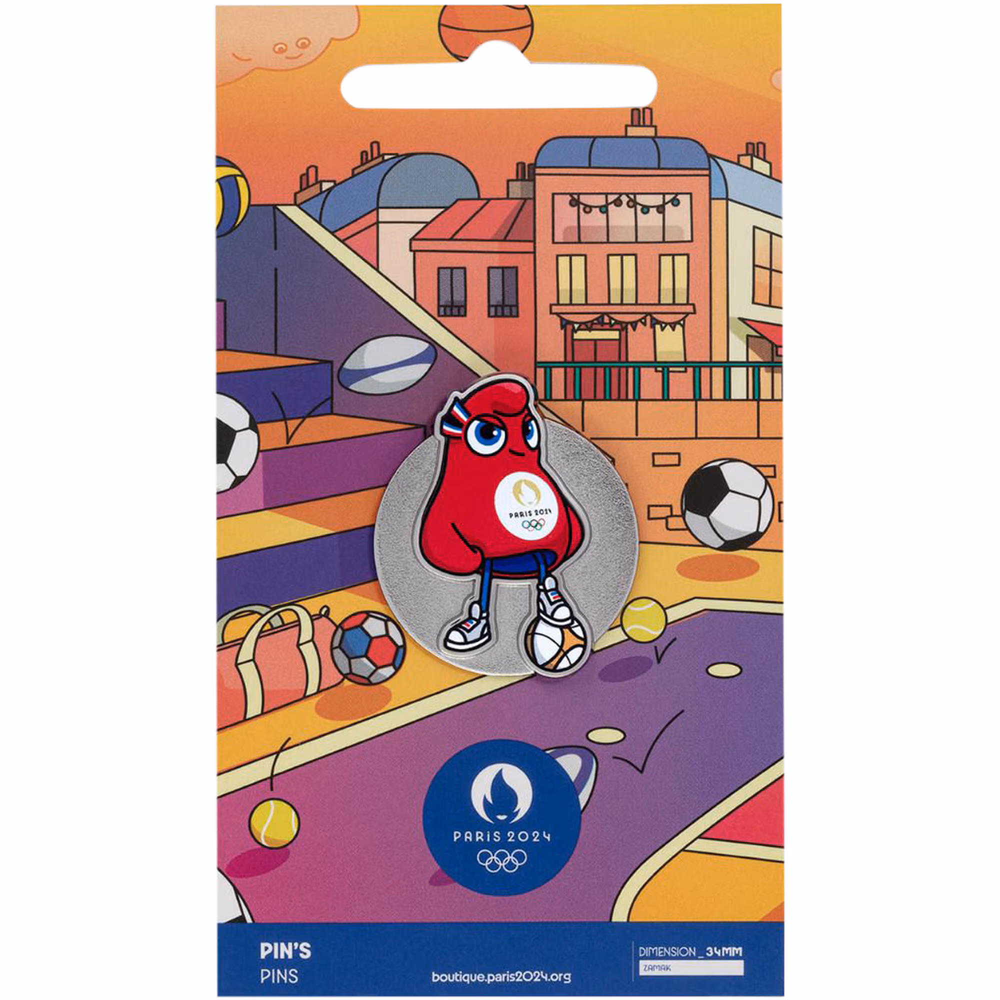 Paris 2024 Olympics Football Mascot Pin Badge