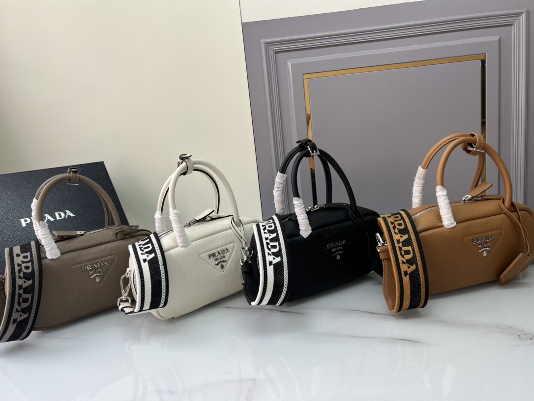 TOP PRADA Bag Deer Grain Cowhide with Lambskin Lining 24x12x8.5cm - 4 Color