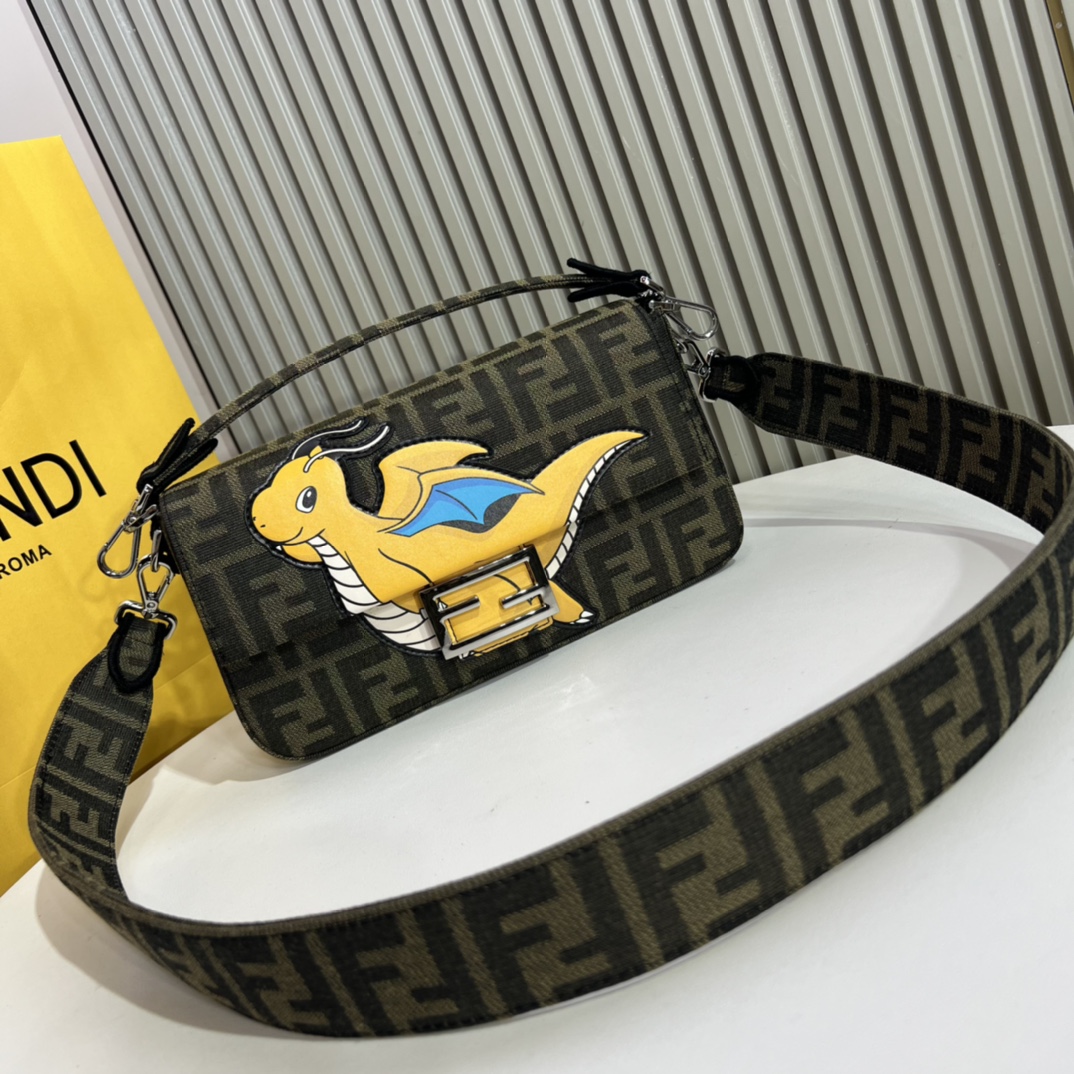 TOP Fendi x FRGMT X Pokémon Joint Series Baguette Mini Handbags - 27cm - 2 Colors&SHW