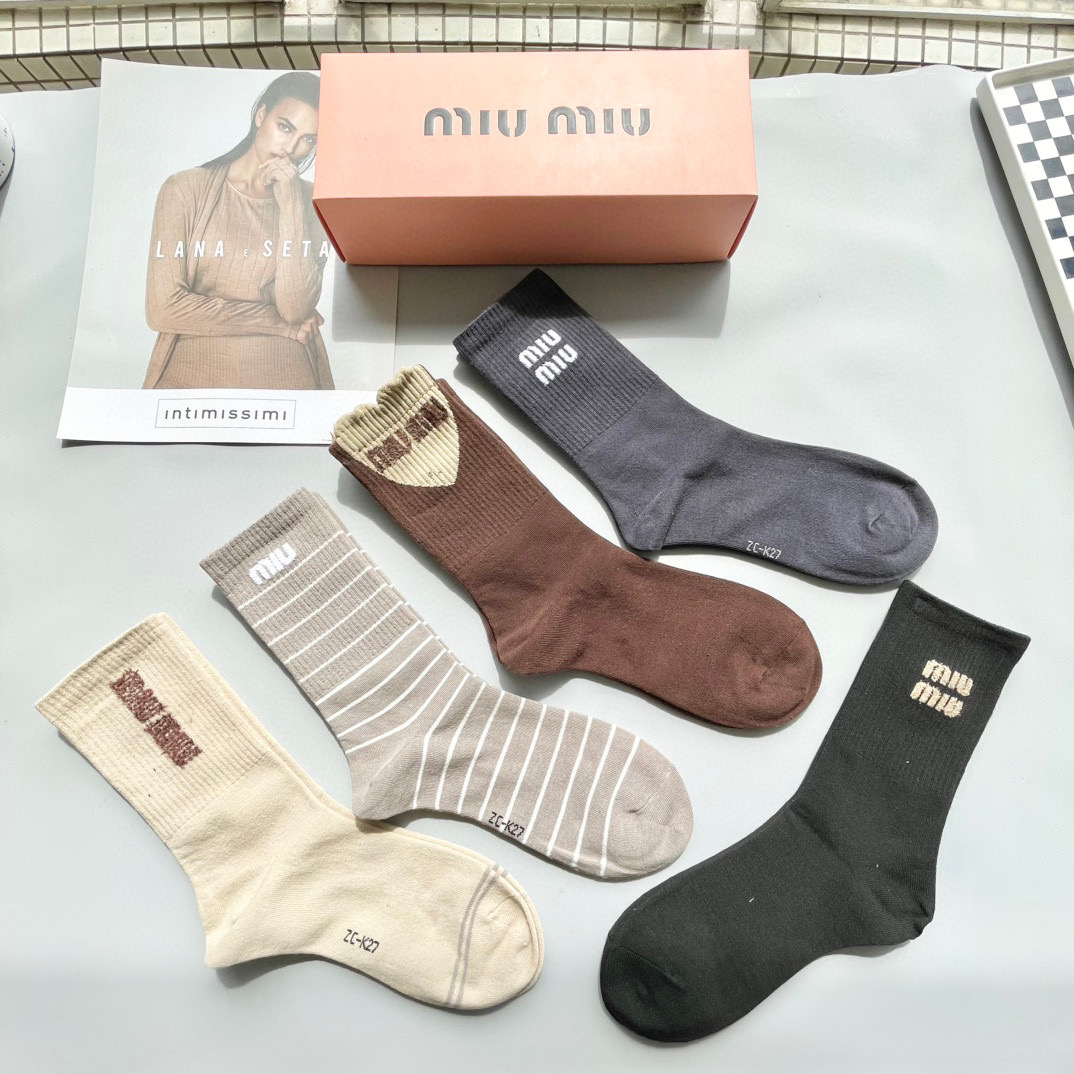 TOP Miu Miu Socks - 5 Pieces as a Set