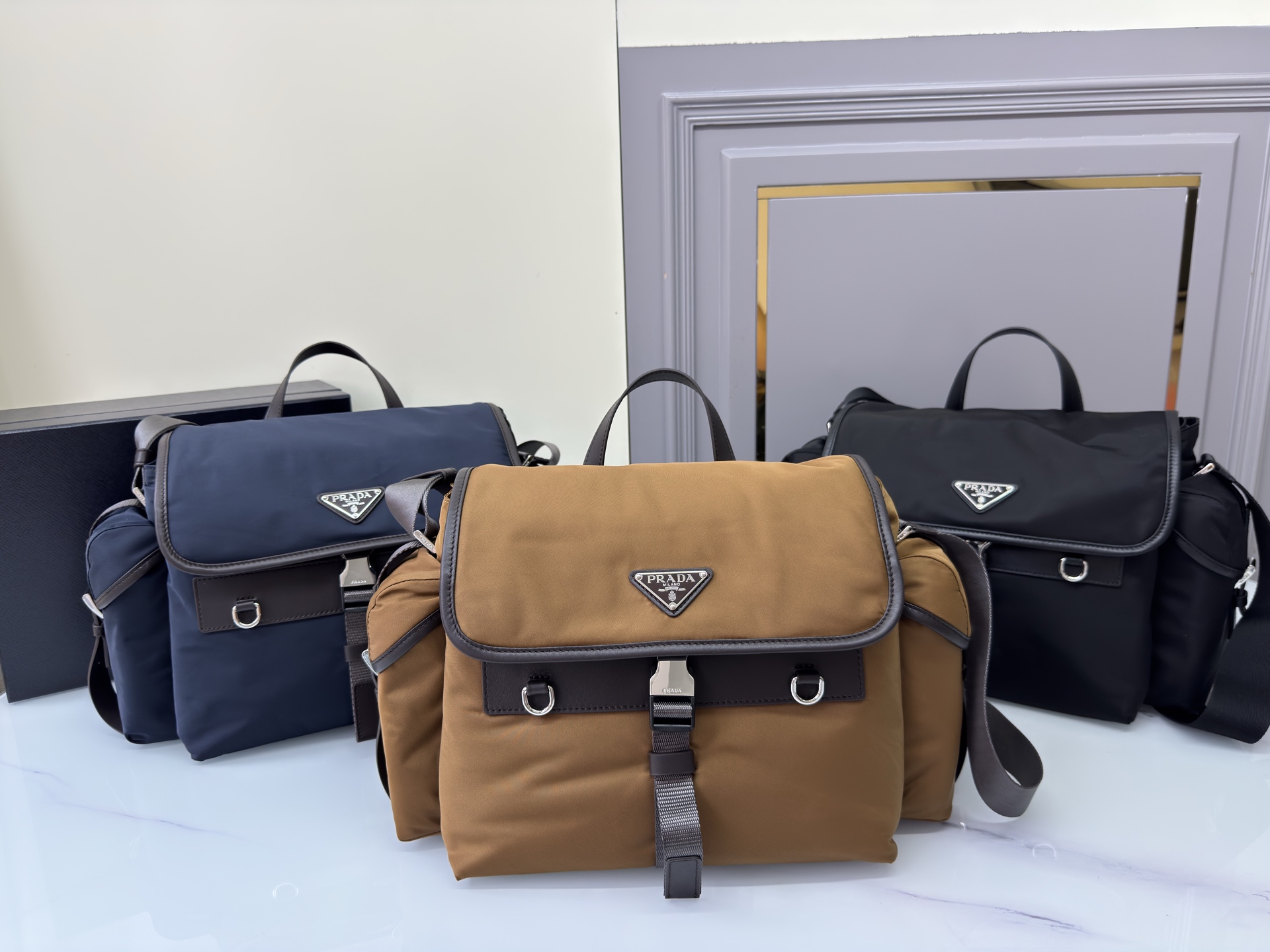 TOP PRADA Messenger Bag Re-Nylon 26x12cm - 3 Color