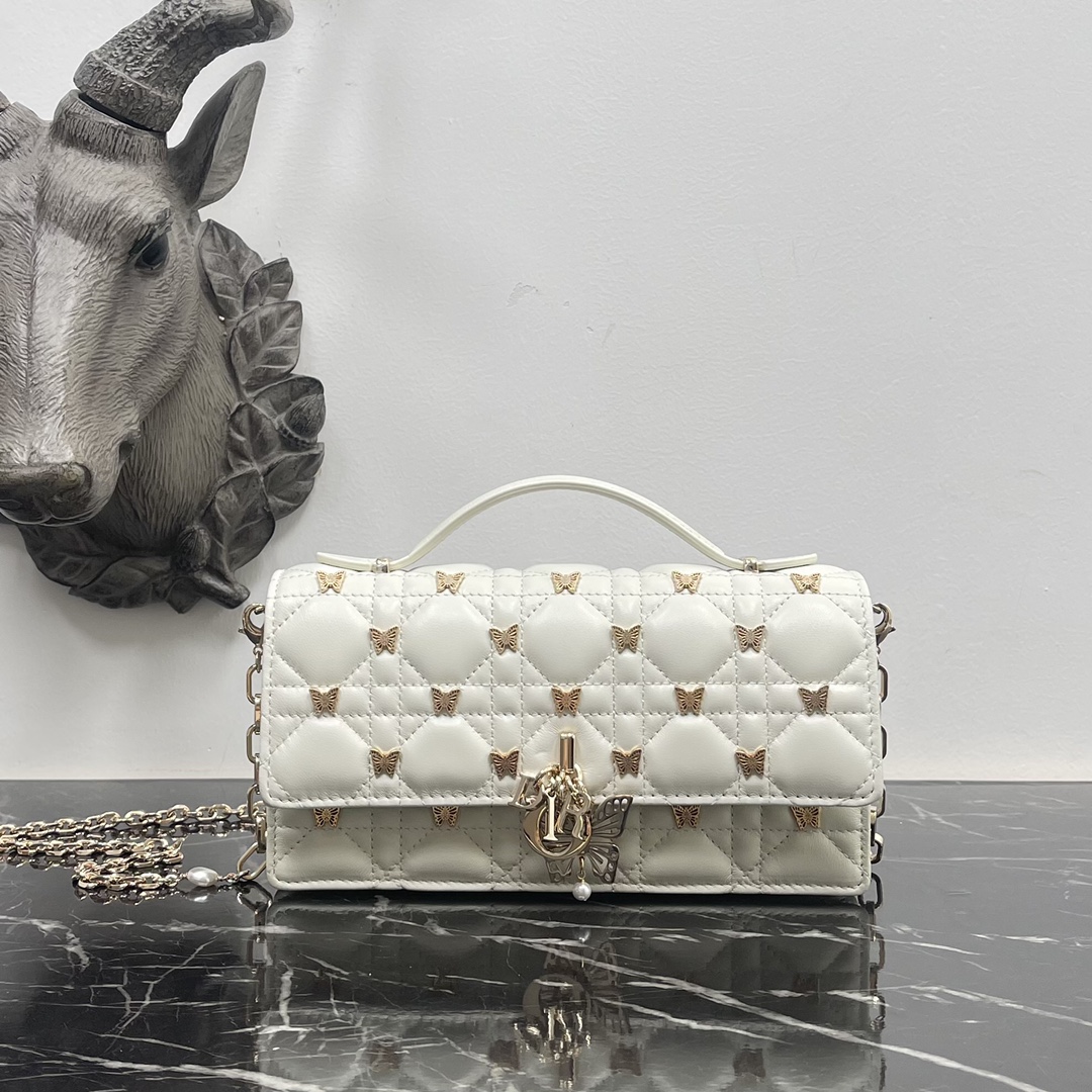 TOP Christian Dior Lady Dior Lambskin Pearl Handbags 21x11.5x4.5cm - 3 Colors - GWH