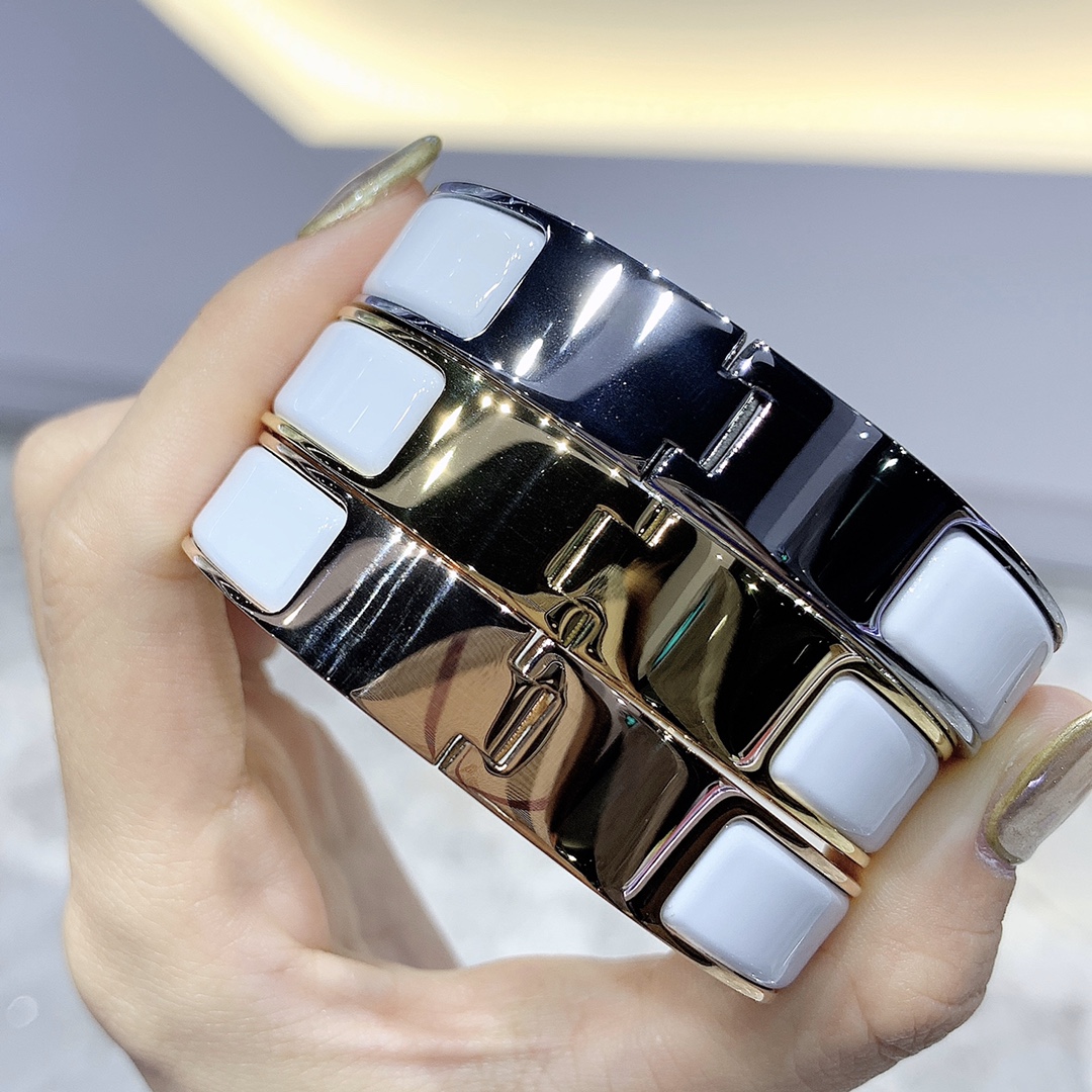 TOP HERMES H Bracelet - White