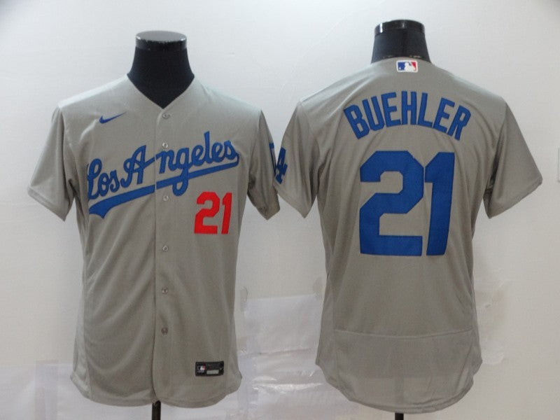 Men's Los Angeles Dodgers Walker Buehler #21 Gray Replica Baseball Jersey