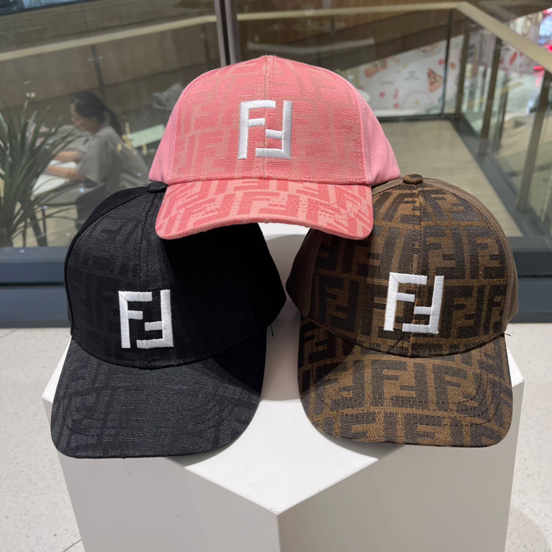 TOP FENDI Embroidered Letter Baseball Hat - 3 Colors