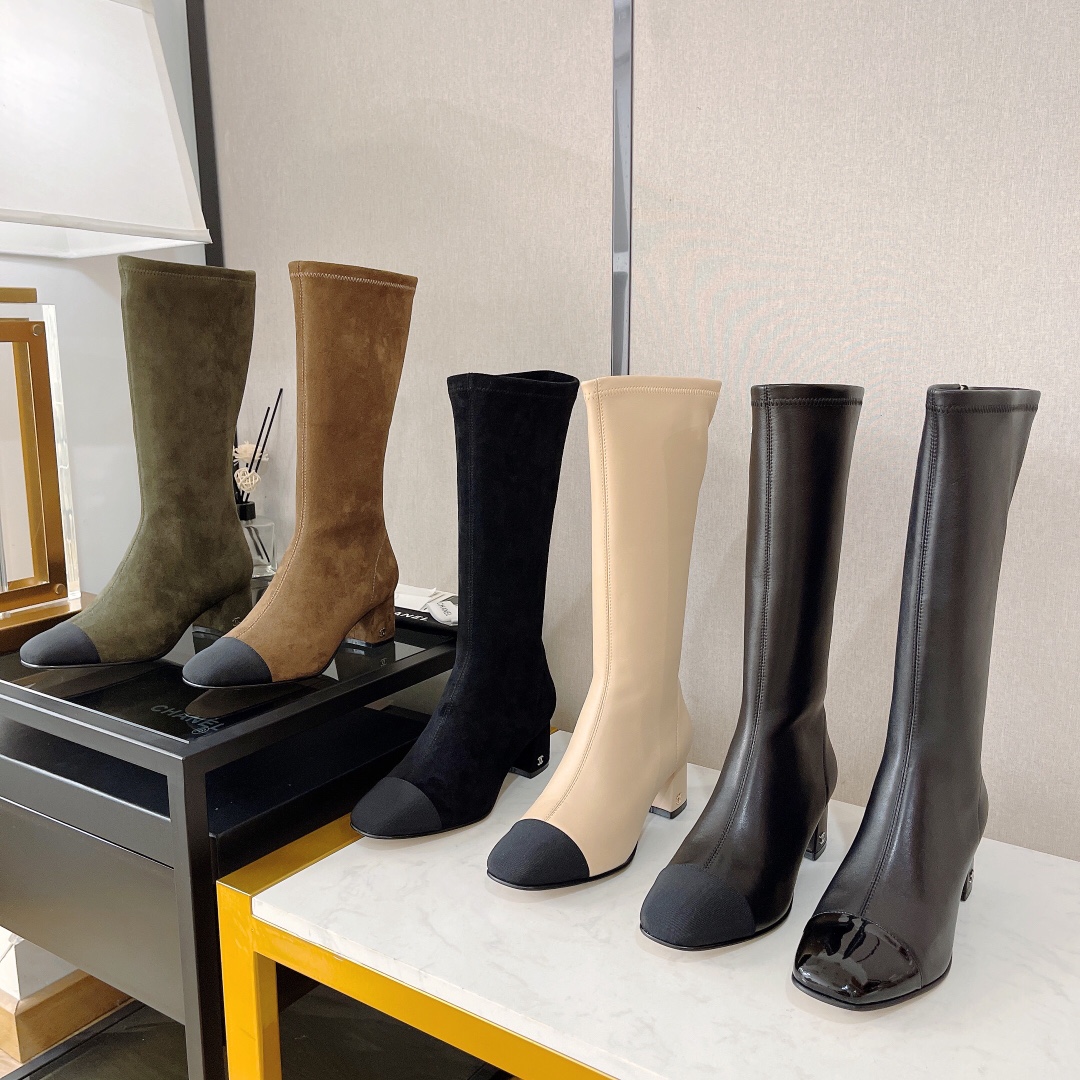 TOP CHANEL Classic Square Toe Boots For Autumn And Winter - 5cm - 6 Colour